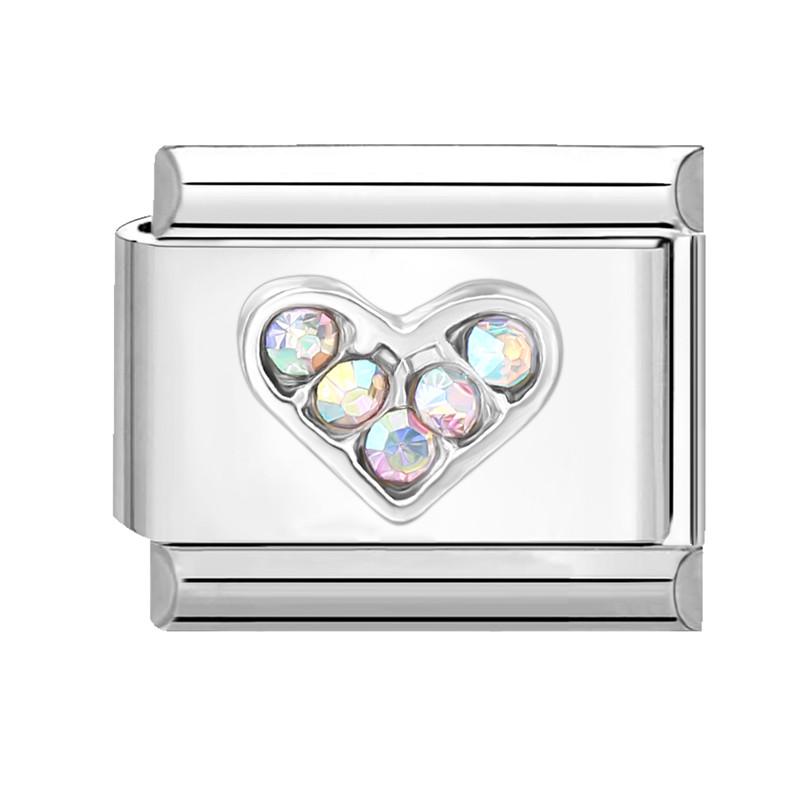 Zircone Brillante Farfalla Fiocco Cuore Link Charm Italiani Adatti per Bracciale in Acciaio Inossidabile da 9mm Gioielli da Donna Fai da Te Creazione Regali