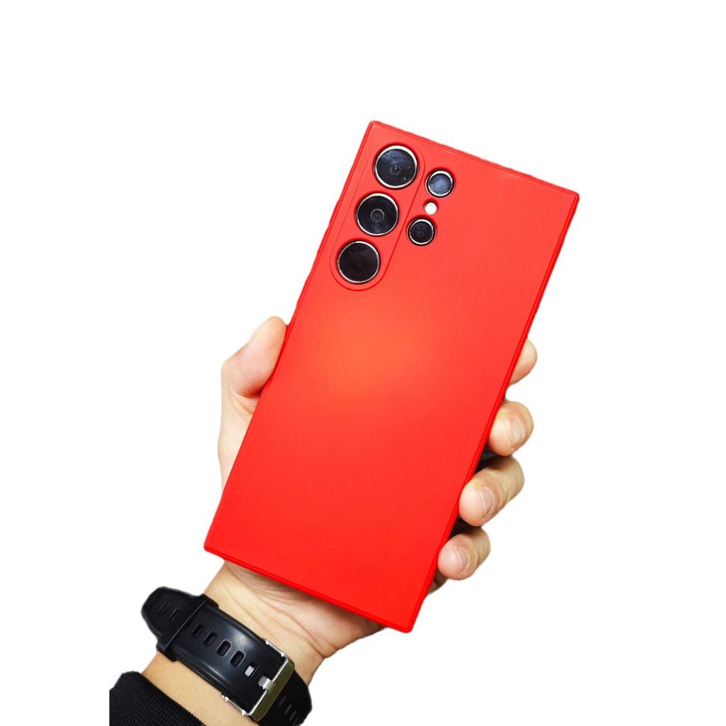 Samsung S24ultra Built In Velvet Cell Phone Case S23PLUS Imitation Liquid Silicone Cube Straight Edge Soft Shell