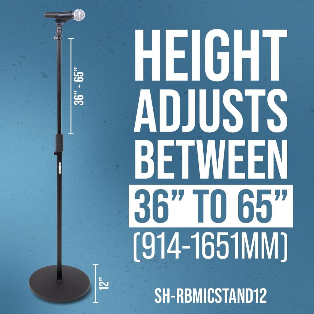 Shure by Gator Microphone Straight with Round Base SH-RBMICSTAND12 Stand, Type, Vibration-Absorbing