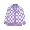 Oversized Women Knitted Cardigan Checkerboard JK Sweater Jacket Autumn Top