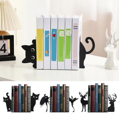 Metall Tier Buchstützen Schwarze Katze/Rentier/Drache Buchstützen für Zuhause Büro Bücherregal Schreibtisch
