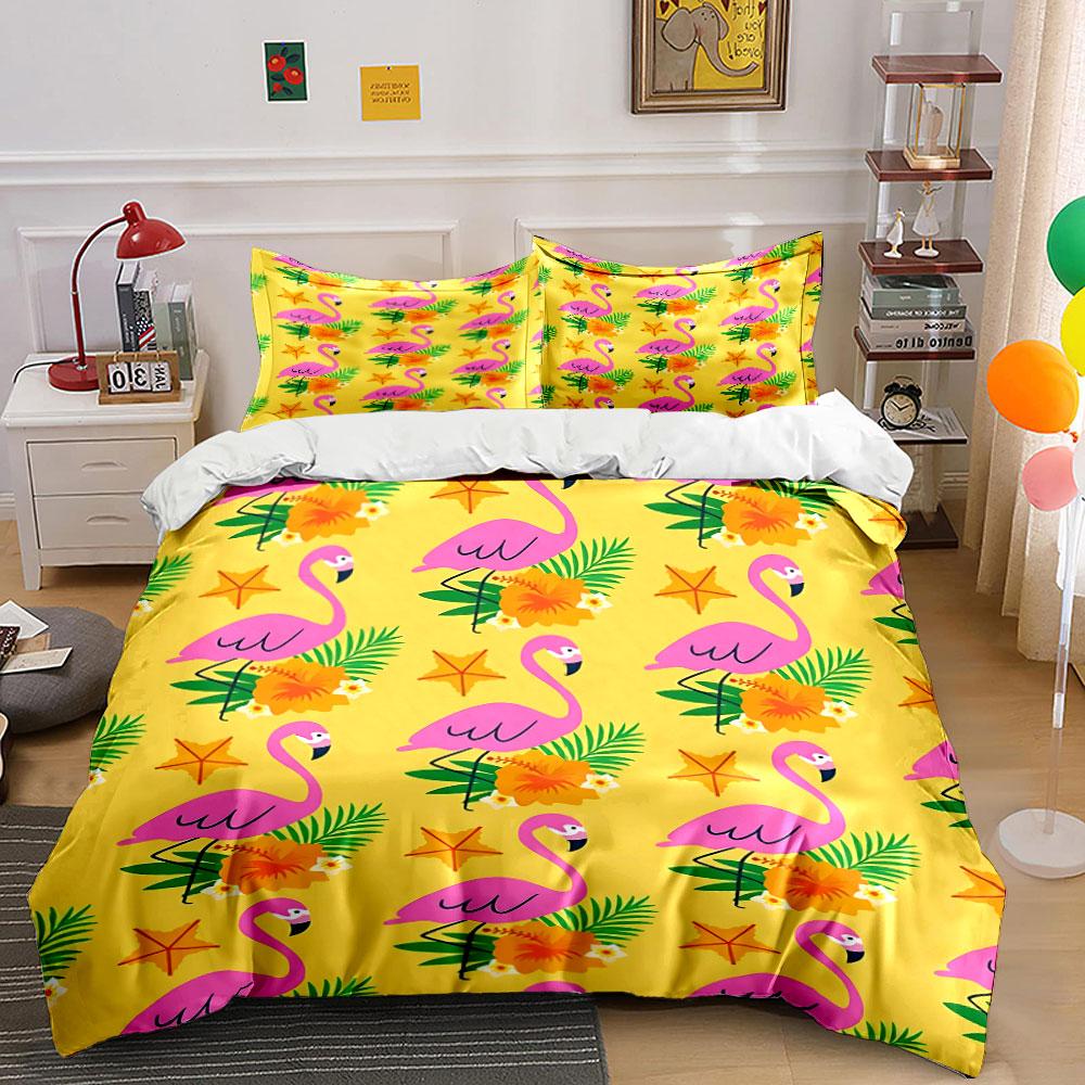 Flamingo Tropical Bedding Set Bedding Duvet Cover Set Duvet Cover Pillowcases (1 * Duvet Cover 2 * Pillowcases, Without Duvet Insert)