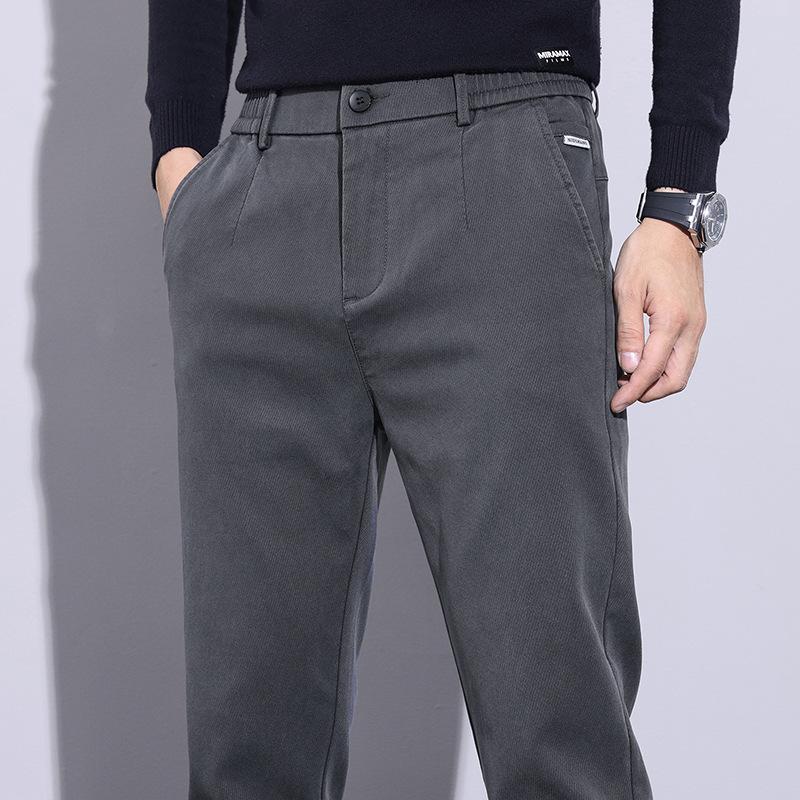 2026 Spring And Autumn New Tencel Casual Pants For Men, Straight Leg Slim Fit Elastic Work Pants, Autumn And Winter Men S Pants 28