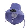 Solar Hat Fan Striped Wide Brim Fan UV Protection Fishing Hat