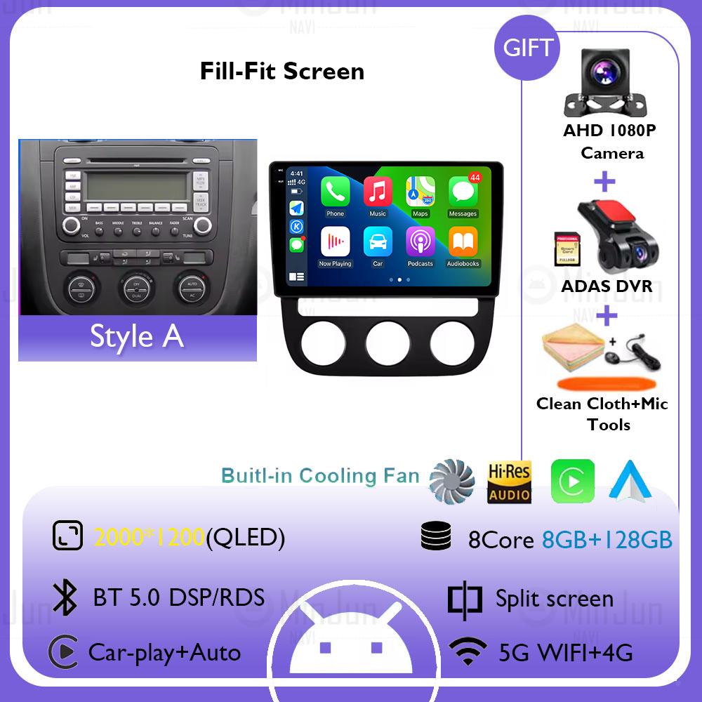 2K Screen Android 14 Car GPS Radio Multimedia For Volkswagen Jetta 5 2005 - 2010 Car Radio Multimedia Video Player Navigation