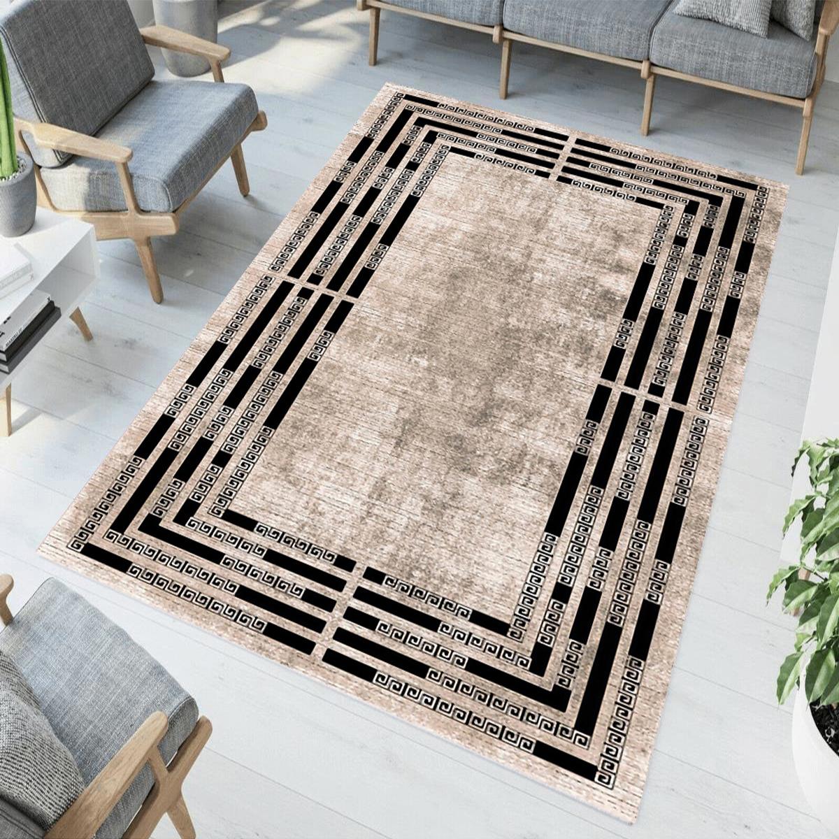 

EPeddler Home Современный антикварный узор в рамке Цифровая печать Моющаяся нескользящая кожаная основа Ковер нового поколения для кухни, гостиной и спальни 50 x 80