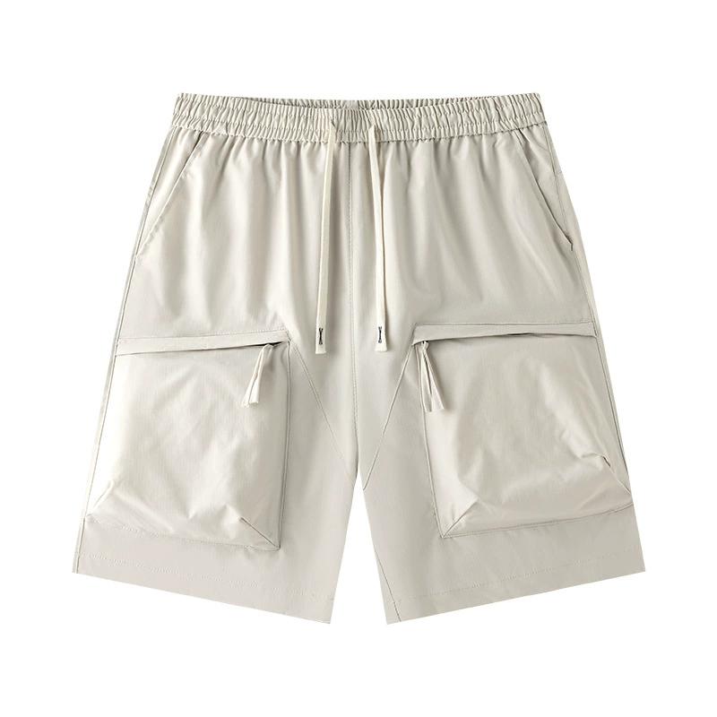 

Быстросохнущие рабочие шорты для мужчин, свободные прямые повседневные брюки с карманами пять четвертей для мужчин S грязно-белый