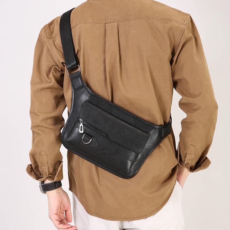 Men's Crossbody Bag Chest Bags High Quality Shoulder Bag Chest Bag for Men Fashion Business Messenger Bag PU Leather Waist Bags