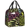 Custom Brown Animal Leopard Print Insulated Lunch Bags for Women Leopard Eyes Portable Cooler Thermal Food Lunch Box Children