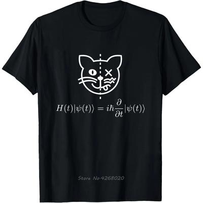 Funny Schrodinger's Cat Quantum Mechanics T-shirt Manga Comic MEN Formula Fitness T Shirt Handsome Men's Clothing Cotton Tshirt