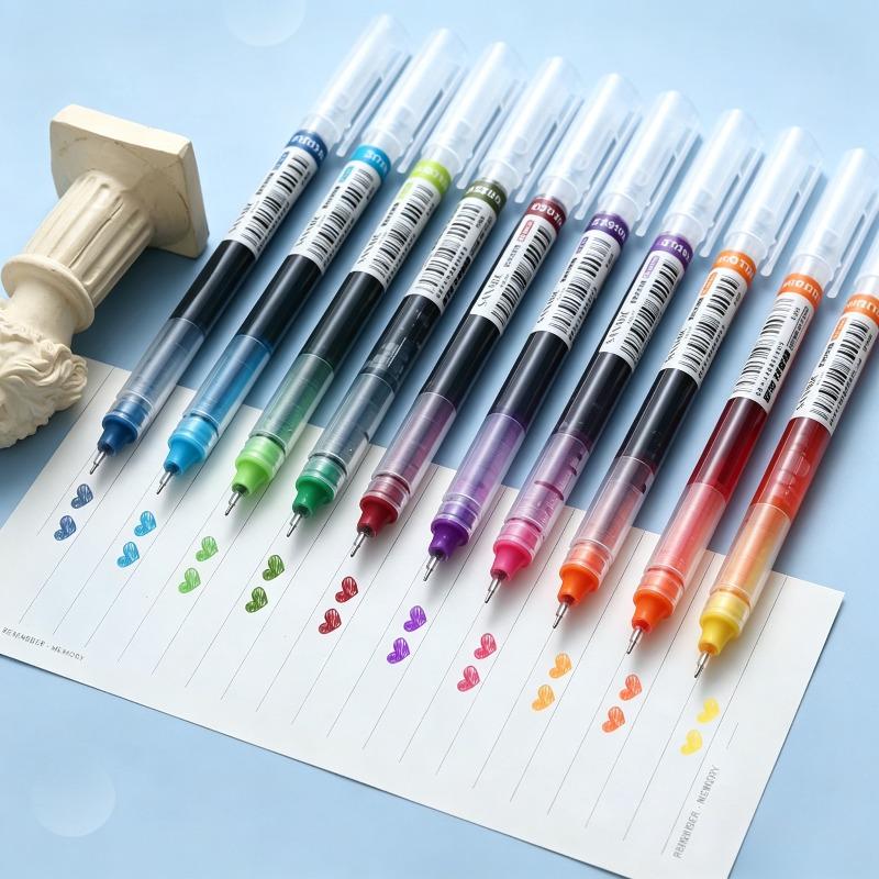12Pcs Color Gel Pens. Quick Drying Large Capacity, 0.5mm, Suitable for Students, Note-taking, Marking, Drawing, Bookkeeping.
