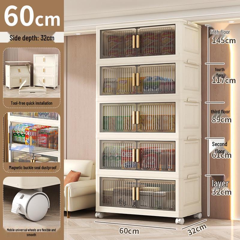 Folding Multi-Layer Plastic Storage Cabinet for Bedroom & Living Room