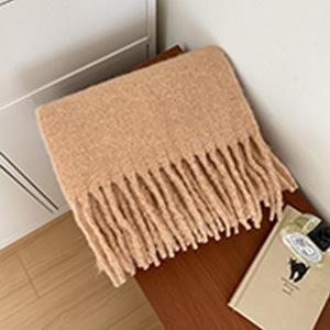 Korean Version Atmosphere Solid Color Scarf Unisex Autumn and Winter Scarf Manufacturer Wholesale Warm Thickened Thick Tassel