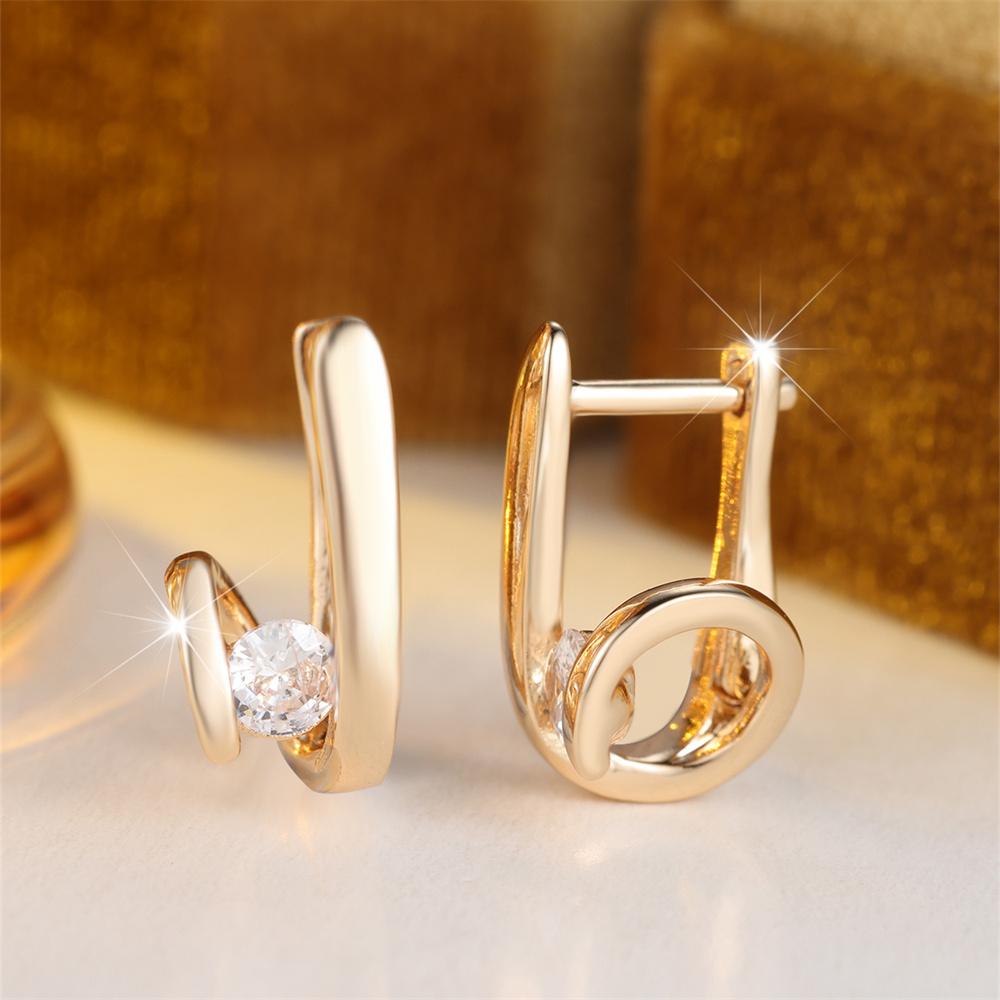 White Zircon Small Round Stone Hoop Earrings For Women Vintage Gold Color Tiny Ear Buckle Wedding Jewelry Engagement Party Gifts