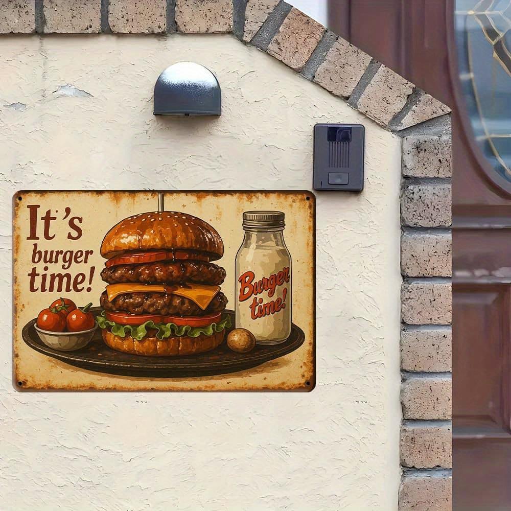 """Es ist Burger-Zeit!"""""" Metallschild - 30,48 x 20,32 cm Retro Küche & Bar Dekor"""