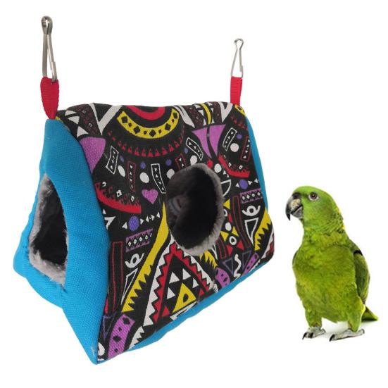 Pet Bird Parrot Soft Warm Striped Flower Hanging House Sleep Bed Cave Nests