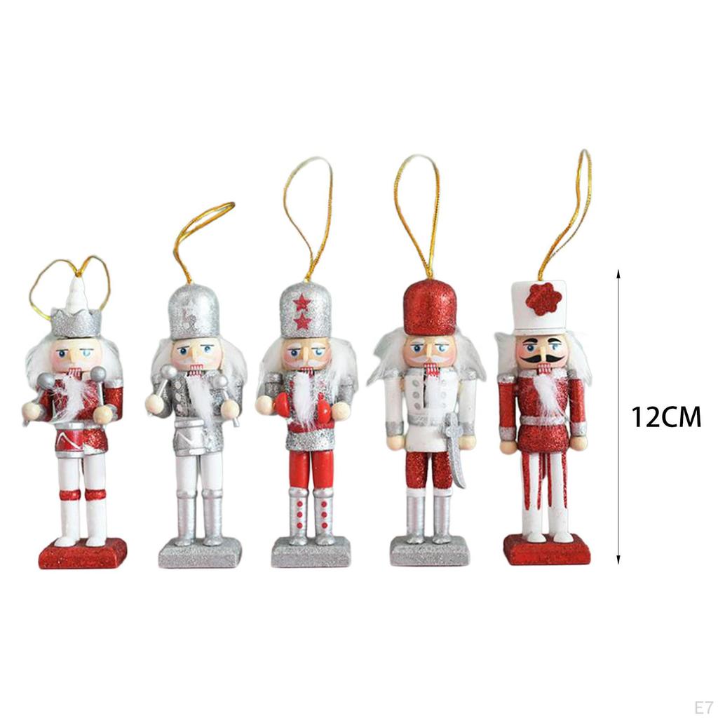 5 Pieces Christmas Nutcracker Hanging Ornaments Miniature Figures Puppet Toy
