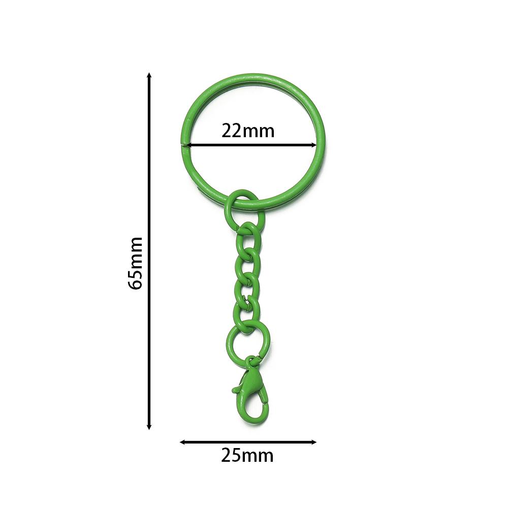 10pcs 25mm Colored Keyrings With Chains Lobster Clasps For DIY Jewelry Making Key Ring Connector Hooks Bags Buckle Accessories
