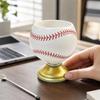 Hand Painted Spinning Sports Ball Whiskey Glass Rotating Base Cocktail Glass Mug  Game-day Party
