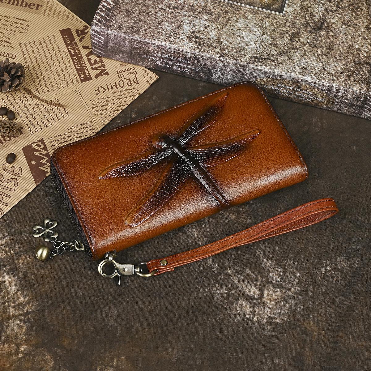 Кошелек Женский Длинный Натуральная Кожа Новая Сумка Модный Ретро Чехол для Ног Слой Коровья Кожа