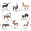 Forest Animal Model Simulation Wildebeest Antelope Big Horn Deer Twist Horn Goat Antelope Static Ornament Toy