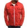 Men's Denim Button Down Stand Collar Work Jacket Slim Fit Casual Coat.