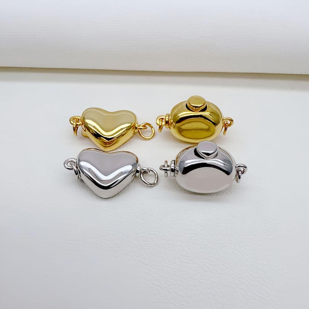 S925 Sterling Silver Heart Clasp Necklace & Bracelet Connector for 8-12mm DIY Pearl Accessories