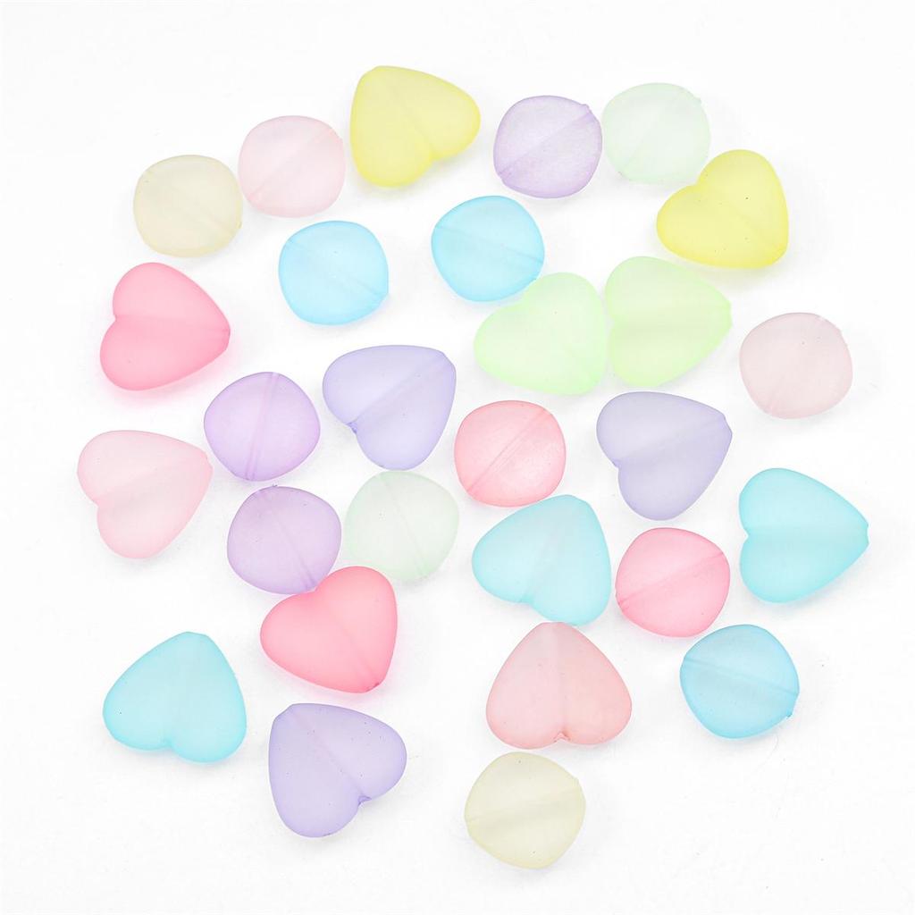 6Pcs Acrylic Frosted Beads Peach Heart Diamond Beads For DIY Necklace Bracelet Earrings Jewelry Making Craft Accessories