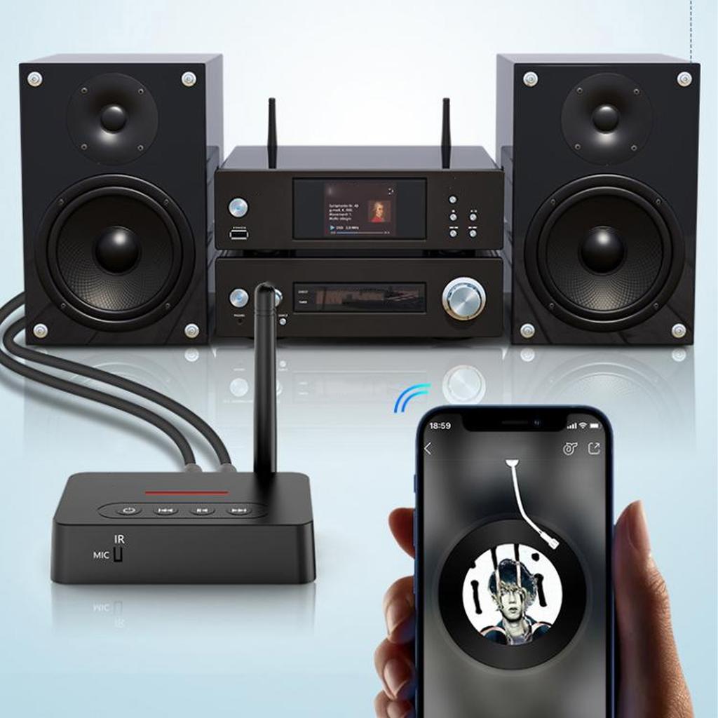 Bluetooth HiFi Sound Adapter Bluetooth 5.1 Sound Receiver Transmitter 500mAh Lithium Battery 2 In 1 with Remote for Car Stereo