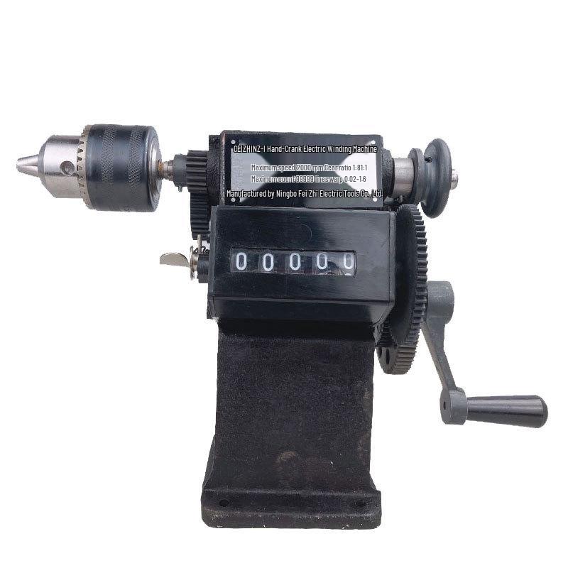 Hand-Cranked Iron Counter Winder with Chuck Gear