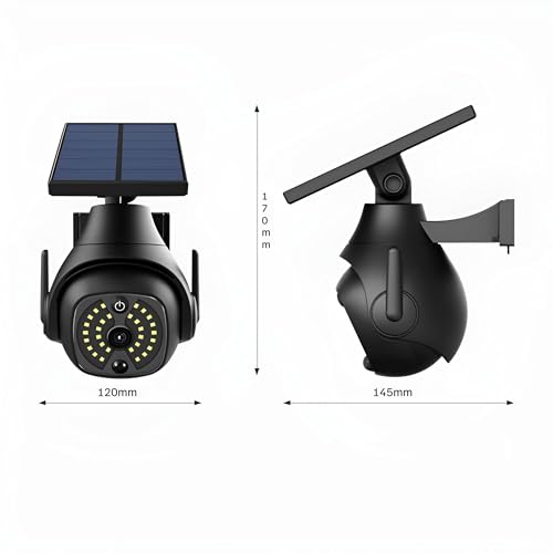 Clearhill Dummy Fake Security Camera and Solar Motion Sensor Light, 2-in-1 Solar Light with Remote Control, Realistic Appearance, Easy Installation, I
