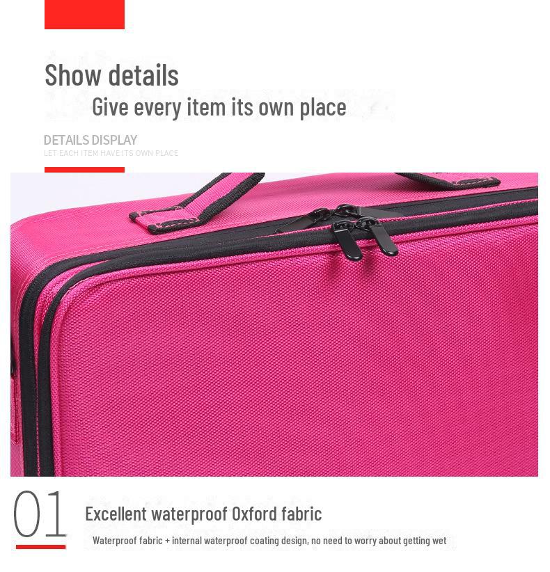 Three-Layer Waterproof Makeup Artist Travel Case: Portable Cosmetic Storage Bag