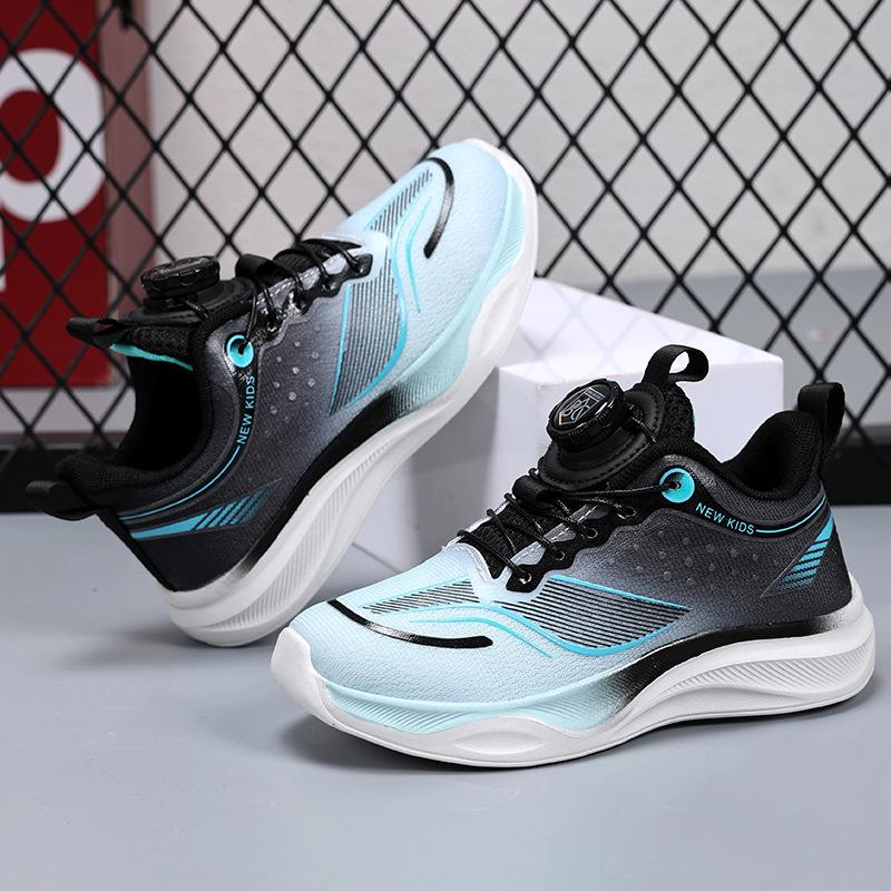 Children's Sports Shoes Boys and Girls Summer New Mesh Running Shoes Single Mesh Breathable Button Shoes Lightweight Cushioning Classmates