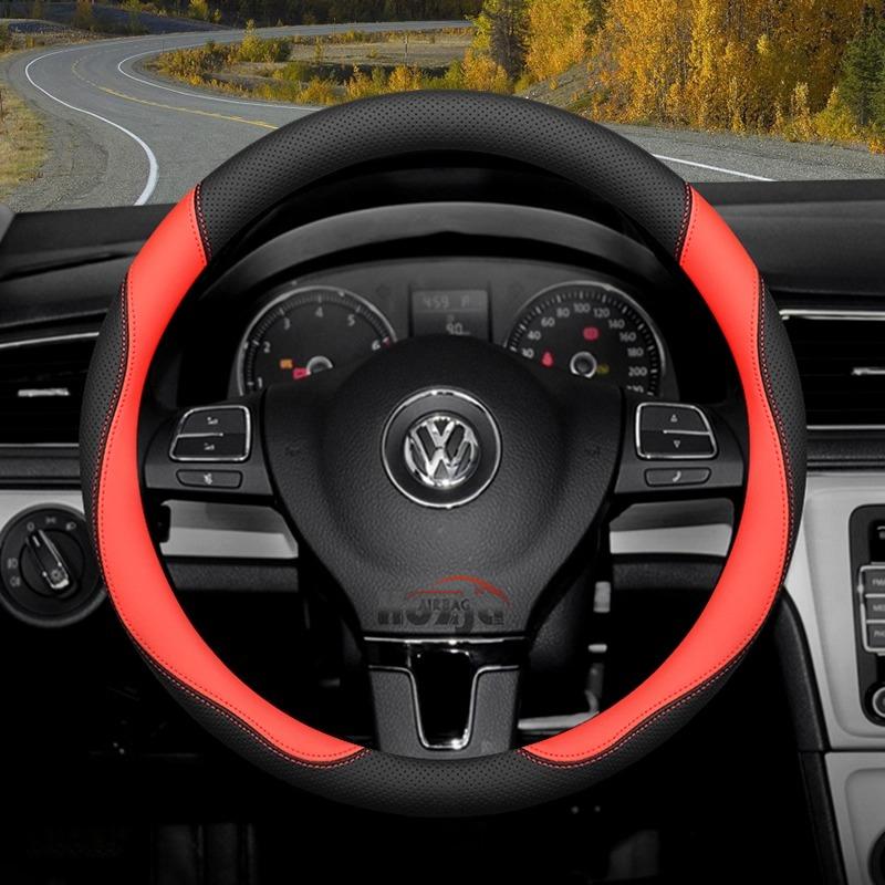 Skórzana Pokrowiec na Kierownicę Samochodową do Volkswagen Tiguan T-cross Teramont Polo Jetta Caddy T-roc Tayron Crafter 2025 Akcesoria