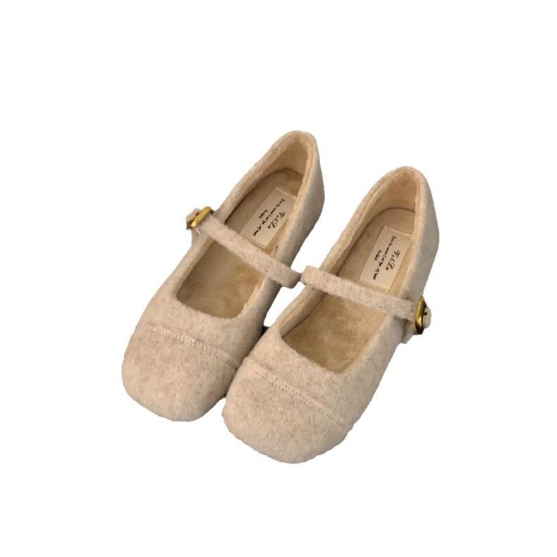 Hochwertige flauschige Schuhe für Damen, neue Herbst- und Winter-Retro-Temperament-Ballerinas