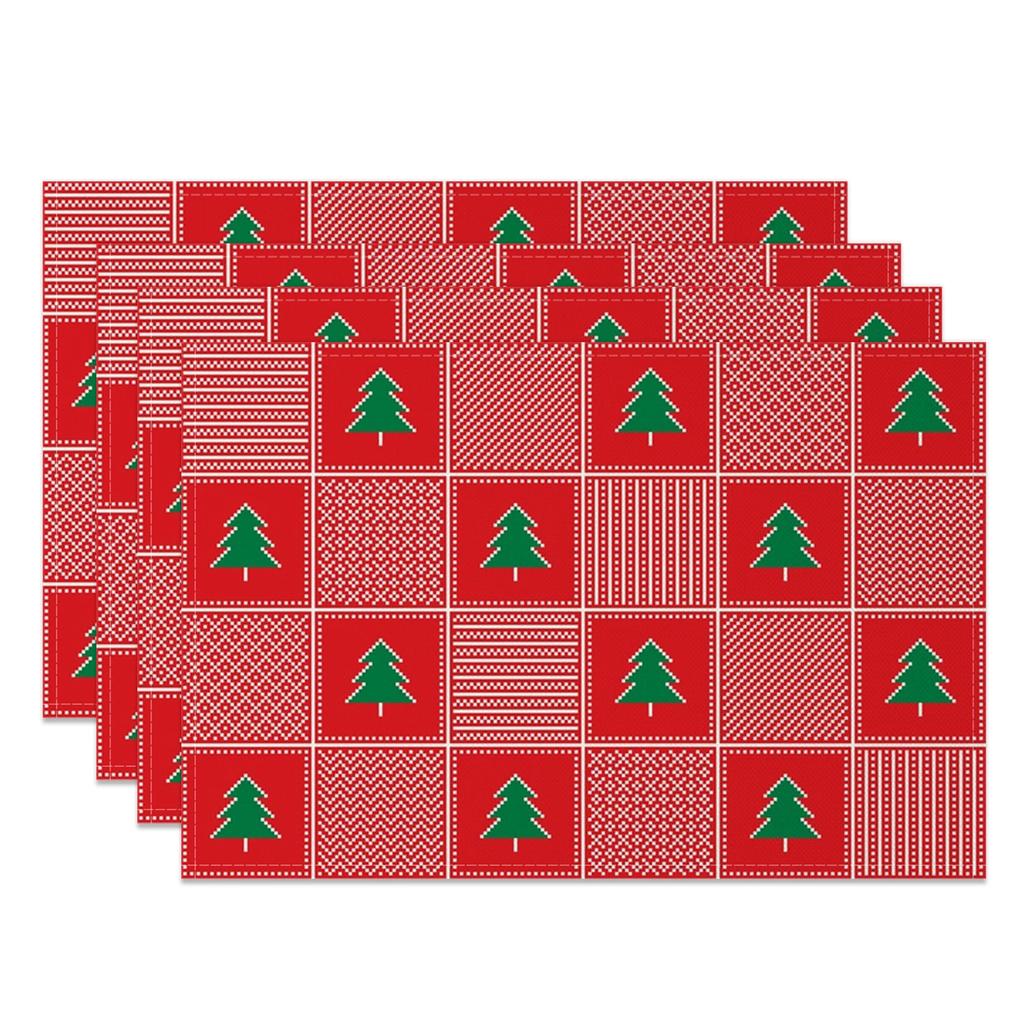Christmas Placemats Dining Table Festive Holiday Decoration Snowflakes Tree Designs Dining Mats for Xmas Party Family Dinner