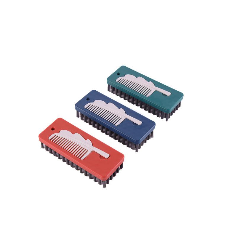 Three-Piece Household Cleaning Brush Set: Plastic Soft Bristle, Three-Head Shoe Brush, Laundry Brush, Scrub Brush, Small Brush.