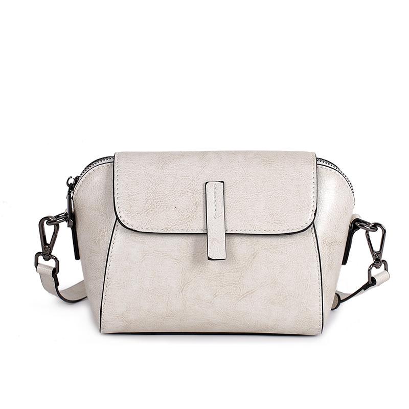 New leather women's bag oil wax cowhide shoulder bag versatile casual fashion portable messenger shell bag