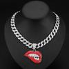 European and American Alloy Sexy Bite-shaped Lips Hip Hop Personalized Creative Pendant Hip Hop Cuban Chain Necklace