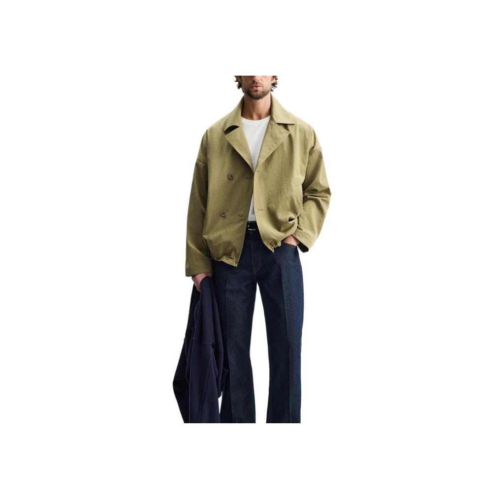 Zara Minimalist Comfortable Versatile Casual Short Sleeve Windbreaker Men Outerwear Yellow-Green 08281292-35