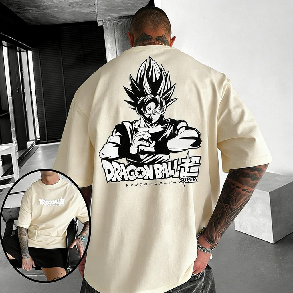 Dragon Ball Anime Trendy Casual Direct Spray Printed Heavy Cotton Short Sleeved Tshirt Mens Trendy Brand American Top Trendy