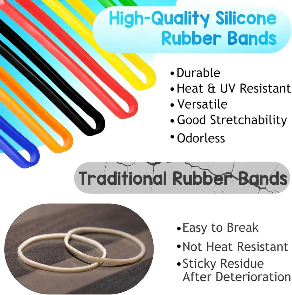10pcs Silicone Rubber Bands 3 Inch Colorful Elastic Wrapping Bands for Bundling Bills Money Boxes Card Craft Home Offi School