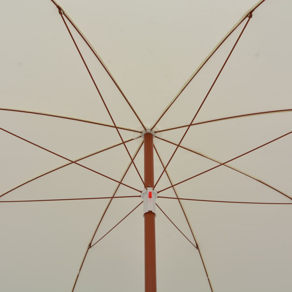 300 Cm Steel Mast Sun Umbrella In Sand White Beige