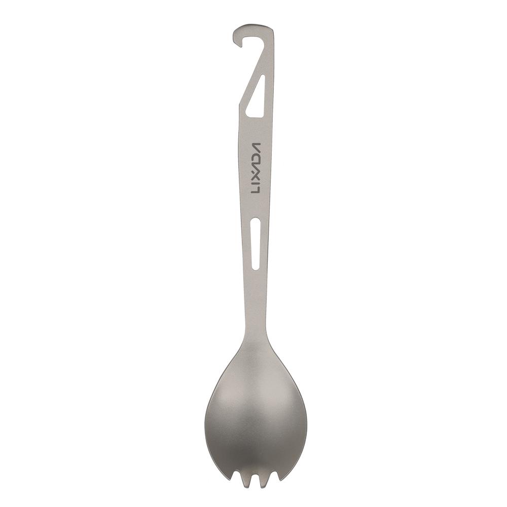 Lixada Titanyum Spork Şişe Açacağı ile Hafif Açık Akşam Yemeği Kaşık Çatal Seyahat Kamp için Sırt Çantasıyla Seyahat