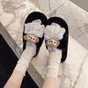 Height-increasing outer wear fashionable fluffy slippers for women in autumn and winter 2025 new cute cartoon soft-soled non-slip thick-soled slippers