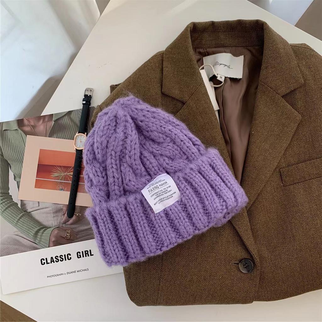Women's Wool Hat with Big Head Circumference Showing Face with Small Thick Needle Knitted Hat with Versatile Style Student Trend Baotou Cold Hat