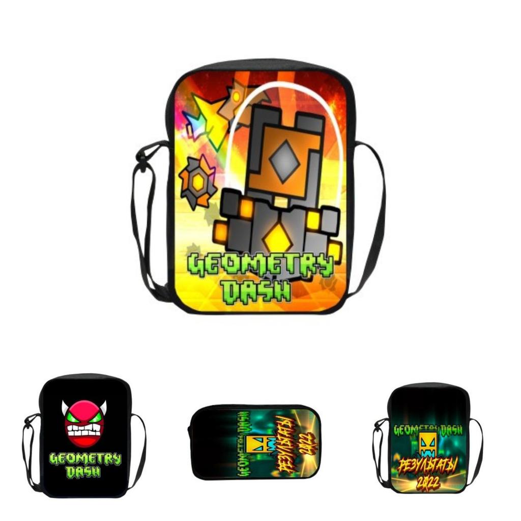 16-inch Children's Backpack Set Geometric Dash Durable Shockproof And Lightweight
