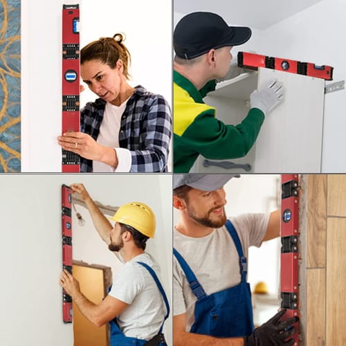 Folding Level, Multifunctional Folding Level Measuring Tool, 4 Level Bubbles 45 90 180, Multi-Angle Magnetic Level Tool for Carpentry and Woodworki