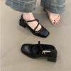 Fashion Square-toe Shallow-mouth Single Shoes Autumn New One-band Non-slip Wear-resistant Block Heel Shoes