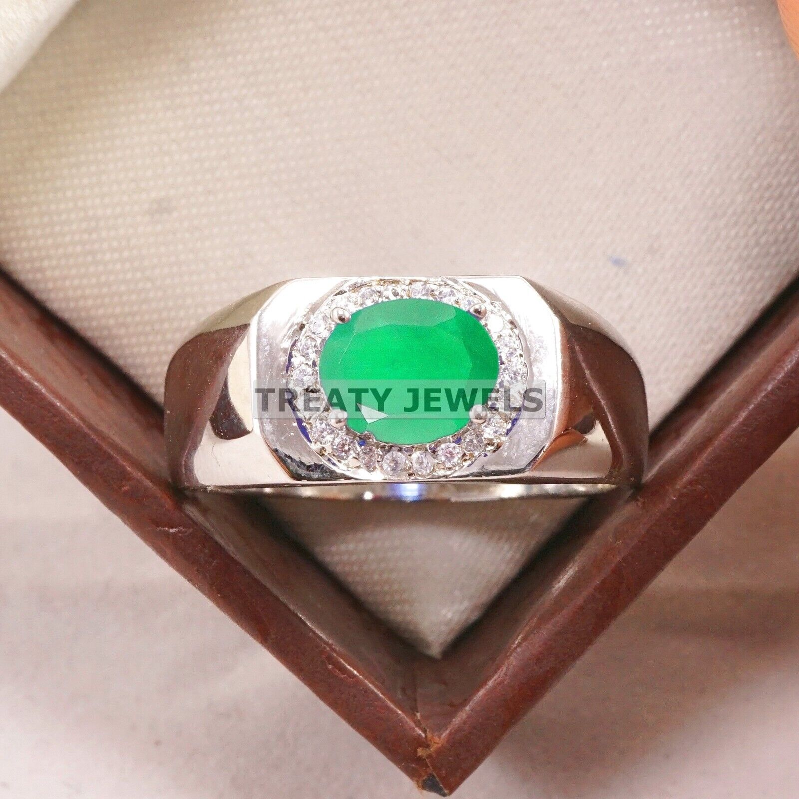 

Emerald Oval Cut Gemstone With 925 Sterling Silver Ring For Men s #B27 JL375671276884 4-16 US срібний